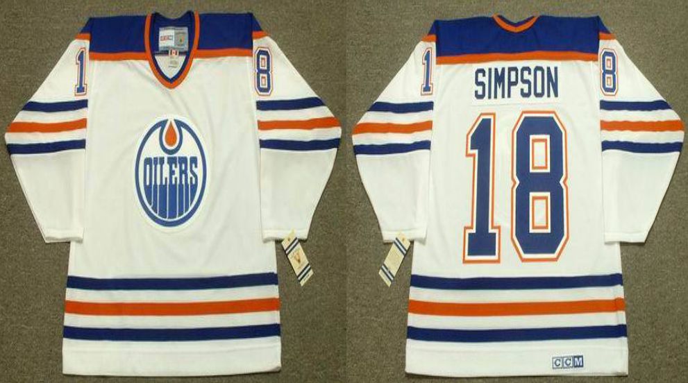 2019 Men Edmonton Oilers #18 Simpson White CCM NHL jerseys